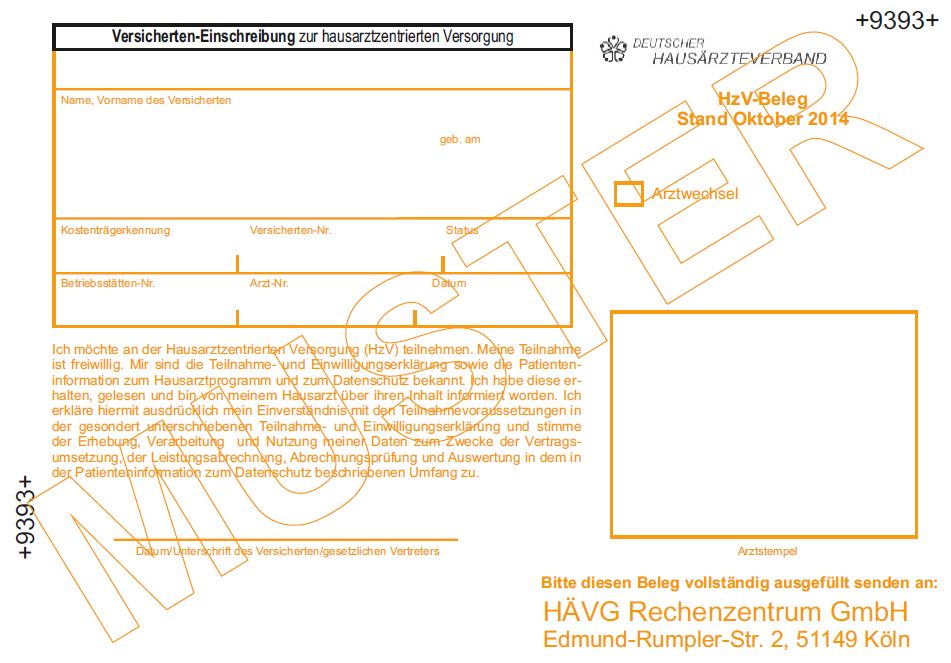 9393 versicherteneinschreibung muster